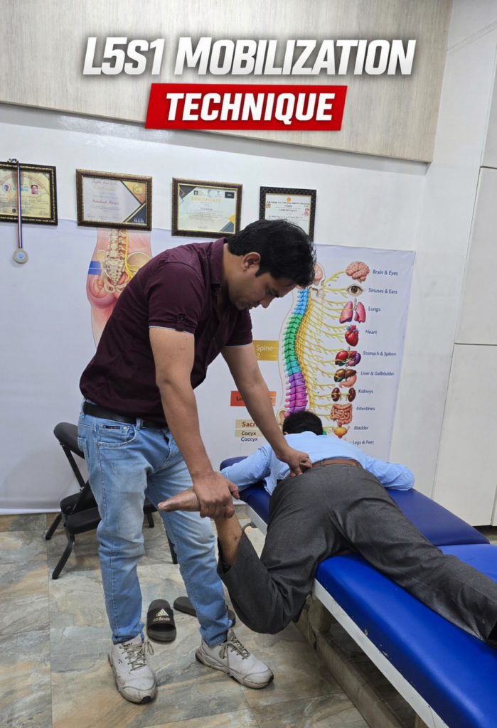 Osteopathy L5-S1 mobilization technique for lower back pain and sciatica treatment