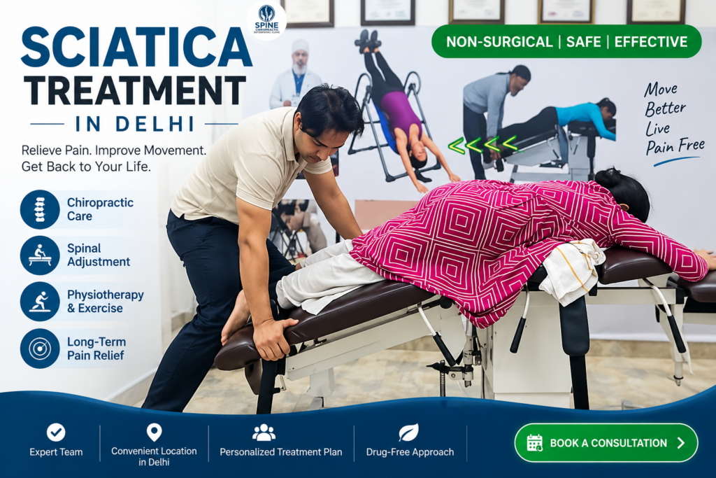 Sciatica treatment in Delhi with chiropractic therapy for lower back and leg pain